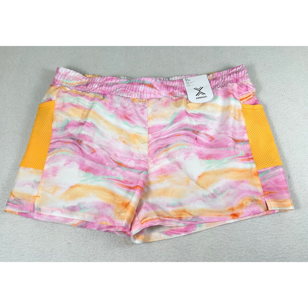 Xersion Athletic Shorts Womens XL Pink Mango Print Watercolor Athleisure